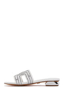 Women's White Stone Slippers | Derimod Women's White Stone Slippers | Derimod