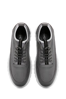 Men's Gray Lace-Up Leather Casual Sneaker | Derimod Men's Gray Lace-Up Leather Casual Sneaker | Derimod