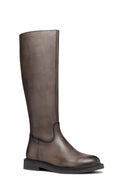 Geox Women's Brown Serilda Zippered Leather Boots | Derimod Geox Women's Brown Serilda Zippered Leather Boots | Derimod