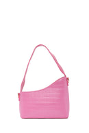Women's Pink Long Strap Crocodile Patterned Shoulder Bag | Derimod Women's Pink Long Strap Crocodile Patterned Shoulder Bag | Derimod
