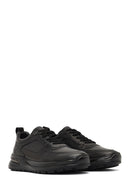 Male Black Lace-Up Thick-Soled Leather Sneaker | Derimod Male Black Lace-Up Thick-Soled Leather Sneaker | Derimod