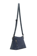 Woman Blue Long-Strap Suede Crossbody Bag | Derimod Woman Blue Long-Strap Suede Crossbody Bag | Derimod