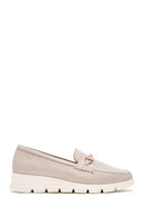 Kadın Krem Tokalı Deri Comfort Loafer | Derimod Kadın Krem Tokalı Deri Comfort Loafer | Derimod