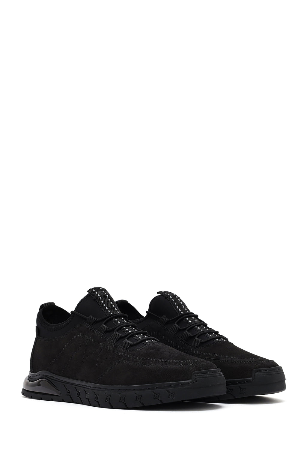 Erkek Siyah Bağcıklı Nubuk Deri Comfort Sneaker