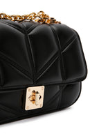 Women's Black Chain Strap Printed Shoulder Bag | Derimod Women's Black Chain Strap Printed Shoulder Bag | Derimod