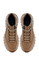 Erkek Bej Bağcıklı Kalın Tabanlı Nubuk Deri Casual Sneaker | Derimod Erkek Bej Bağcıklı Kalın Tabanlı Nubuk Deri Casual Sneaker | Derimod