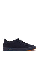 Erkek Lacivert Bağcıklı Nubuk Deri Sneaker | Derimod Erkek Lacivert Bağcıklı Nubuk Deri Sneaker | Derimod