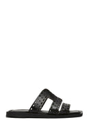 Women's Black Leather Slippers | Derimod Women's Black Leather Slippers | Derimod