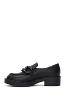 Kadın Siyah Deri Zincir Detaylı Loafer | Derimod Kadın Siyah Deri Zincir Detaylı Loafer | Derimod
