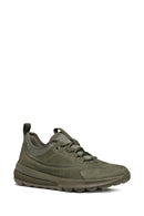 Geox Men's Khaki Spherica Lace-Up Leather Sneakers | Derimod Geox Men's Khaki Spherica Lace-Up Leather Sneakers | Derimod