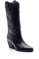 Women's Leather Heeled Cowboy Boots | Derimod Women's Leather Heeled Cowboy Boots | Derimod