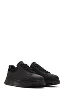 Men's Black Lace-up Thick-Sole Leather Sneaker | Derimod Men's Black Lace-up Thick-Sole Leather Sneaker | Derimod