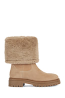 Geox Women's Beige Iridea Suede Boots | Derimod Geox Women's Beige Iridea Suede Boots | Derimod