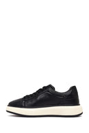 Male Black Lace-Up Thick-Soled Leather Sneaker | Derimod Male Black Lace-Up Thick-Soled Leather Sneaker | Derimod