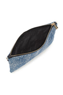 Women's Blue Long Chain Strap Jean Fabric Clutch Bag | Derimod Women's Blue Long Chain Strap Jean Fabric Clutch Bag | Derimod