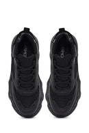 Woman Black Lace-Up Chunky Sneaker | Derimod Woman Black Lace-Up Chunky Sneaker | Derimod