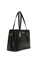 Woman Black Long-Strap Crocodile-Embossed Shoulder Bag | Derimod Woman Black Long-Strap Crocodile-Embossed Shoulder Bag | Derimod