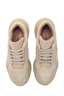 Kadın Bej Deri Yüksek Taban Sneaker | Derimod Kadın Bej Deri Yüksek Taban Sneaker | Derimod