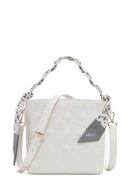 Women's Cream Long Strap Quilted Handbag with Accessory Detail | Derimod Women's Cream Long Strap Quilted Handbag with Accessory Detail | Derimod