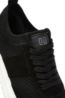 Men's Black Leather Detailed Lace Up Fabric Sneaker | Derimod Men's Black Leather Detailed Lace Up Fabric Sneaker | Derimod