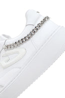 Alberto Guardiani Kadın Beyaz Zincirli Deri Sneaker | Derimod Alberto Guardiani Kadın Beyaz Zincirli Deri Sneaker | Derimod