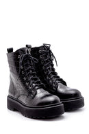 Women's Leather Crocodile Pattern Boots | Derimod Women's Leather Crocodile Pattern Boots | Derimod