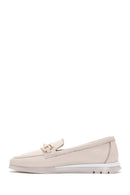 Women's Cream Buckled Leather Comfort Loafer | Derimod Women's Cream Buckled Leather Comfort Loafer | Derimod