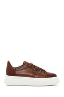 Men's Tan Lace-up Thick-Sole Leather Sneaker | Derimod Men's Tan Lace-up Thick-Sole Leather Sneaker | Derimod