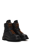 Harley Davidson Woman Black Angelhard Lace-Up Leather Combat Boots | Derimod Harley Davidson Woman Black Angelhard Lace-Up Leather Combat Boots | Derimod