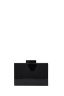 Women's Black Patterned Long Chain Strap Mini Box Clutch Bag | Derimod Women's Black Patterned Long Chain Strap Mini Box Clutch Bag | Derimod