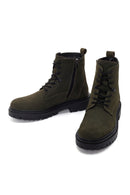 Men's Khaki Zippered Nubuck Leather Boots | Derimod Men's Khaki Zippered Nubuck Leather Boots | Derimod