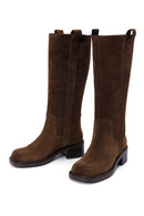 Women's Brown Suede Leather Boots | Derimod Women's Brown Suede Leather Boots | Derimod