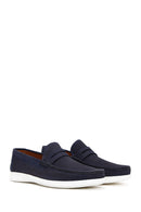 Erkek Lacivert Nubuk Deri Loafer | Derimod Erkek Lacivert Nubuk Deri Loafer | Derimod