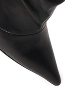 Woman Black Thin High-Heeled Leather Boots | Derimod Woman Black Thin High-Heeled Leather Boots | Derimod