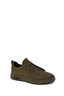 Male Khaki Lace-up Nubuck Leather Sneaker | Derimod Male Khaki Lace-up Nubuck Leather Sneaker | Derimod