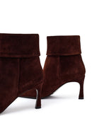 Woman Brown Thin-Heeled Suede Boots | Derimod Woman Brown Thin-Heeled Suede Boots | Derimod