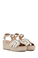 Women's Cream Ankle Buckle Wedge Heel Espadrille Sandals | Derimod Women's Cream Ankle Buckle Wedge Heel Espadrille Sandals | Derimod