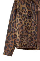 Valenza Women's Brown Leopard Patterned Leather Jacket | Derimod Valenza Women's Brown Leopard Patterned Leather Jacket | Derimod