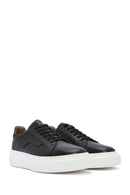 Erkek Siyah Bağcıklı Kalın Tabanlı Deri Sneaker | Derimod Erkek Siyah Bağcıklı Kalın Tabanlı Deri Sneaker | Derimod