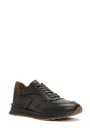 Men's Green Lace-Up Leather Casual Sneakers | Derimod Men's Green Lace-Up Leather Casual Sneakers | Derimod