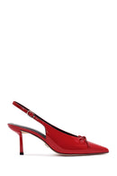 Women's Red Open Back Thin Heel Patent Leather Shoes | Derimod Women's Red Open Back Thin Heel Patent Leather Shoes | Derimod