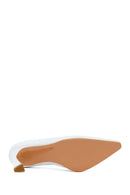 Woman White Thick-Heeled Leather Stiletto | Derimod Woman White Thick-Heeled Leather Stiletto | Derimod