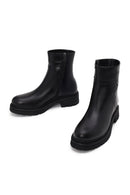 Woman Black Zip Closure Thick-Soled Leather Casual Boots | Derimod Woman Black Zip Closure Thick-Soled Leather Casual Boots | Derimod