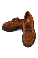 Woman Brown Lace-Up Thick-Soled Suede Casual Shoes | Derimod Woman Brown Lace-Up Thick-Soled Suede Casual Shoes | Derimod