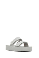 Women's Grey Banded Thick Soled Jelly Slippers | Derimod Women's Grey Banded Thick Soled Jelly Slippers | Derimod