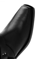 Women's Black Buckle Detailed Leather Cowboy Boots | Derimod Women's Black Buckle Detailed Leather Cowboy Boots | Derimod