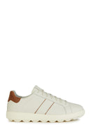 Geox Men's White Spherica Lace-Up Leather Sneaker | Derimod Geox Men's White Spherica Lace-Up Leather Sneaker | Derimod