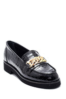 Women's Leather Chain Crocodile Loafer | Derimod Women's Leather Chain Crocodile Loafer | Derimod