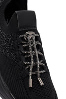 Derimod Zero Women's Black Lace-Up Stone Detailed Fabric Sneakers | Derimod Derimod Zero Women's Black Lace-Up Stone Detailed Fabric Sneakers | Derimod