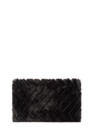 Women's Black Chain Strap Plush Clutch Bag | Derimod Women's Black Chain Strap Plush Clutch Bag | Derimod